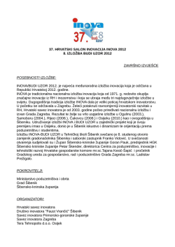 37. HRVATSKI SALON INOVACIJA INOVA 2012 8. IZLOŽBA BUDI