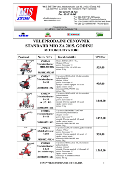 veleprodajni cenovnik standard mio za 2015. godinu