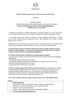 J A V N I   P O Z I V za kandidiranje projekata za dodjelu