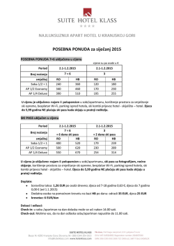 POSEBNA PONUDA za siječanj 2015