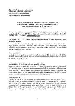 Pregled tumačenja Kolektivnog ugovora sa 4. sjednice