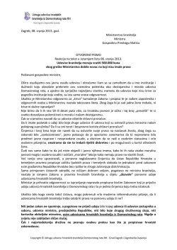 otvoreno pismo ministru - Udruga udovica Grada Zagreba i