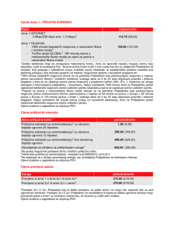 Cjenik Amis 1 - PRIVATNI KORISNICI Paket mjesečno/kn Amis 1