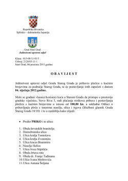 Obavijest, kućni brojevi Stari Grad
