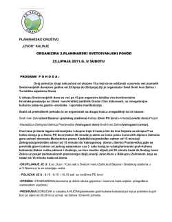 „izvor“ kalinje organizira 2.planinarski svetoivanjski pohod 25.lipnja