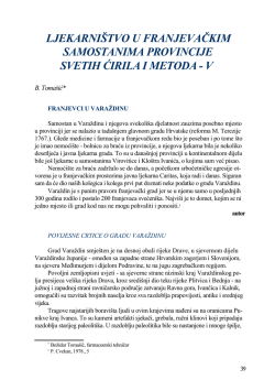 ljekarni&scaron;tvo u franjevačkim samostanima provincije svetih