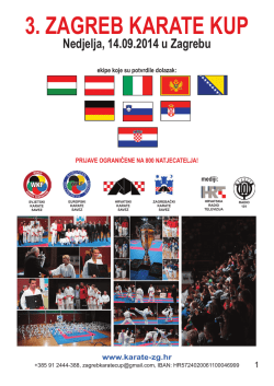 3. ZAGREB KARATE KUP Nedjelja, 14.09.2014 u