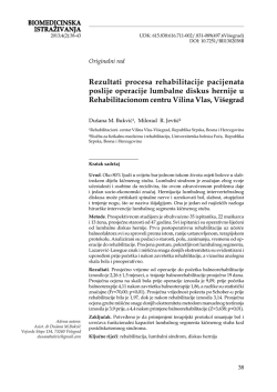 Rezultati procesa rehabilitacije pacijenata poslije operacije