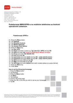 Podešavanje MMS/GPRS-a na mobilnim telefonima sa Android