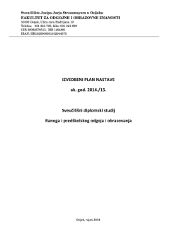 Izvedbeni program - Sveučili&scaron;ni diplomski studij Ranoga i