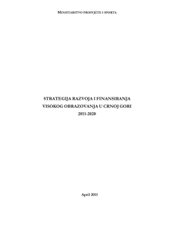 strategija razvoja i finansiranja visokog obrazovanja u crnoj gori