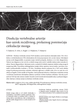 Disekcija vertebralne arterije kao uzrok recidivnog, prolaznog