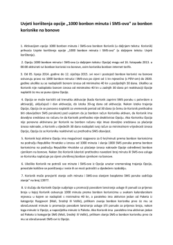 pdf Uvjeti kori&scaron;tenja opcije 1000 bonbon minuta i SMS