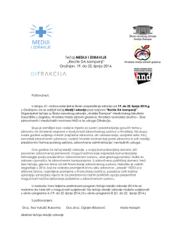 Tečaj MEDIJI I ZDRAVLJE &bdquo;Recite DA kampanji
