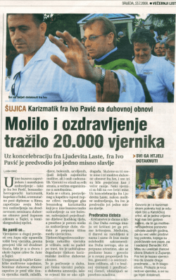Molilo i ozdravljenje tražilo 20.000 vjernika