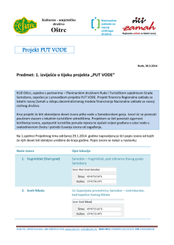 Predmet: 1. izviješće o tijeku projekta „PUT VODE“