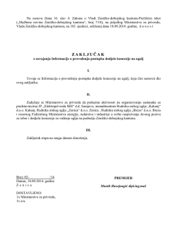 Informacija o provođenju postupka dodjele koncesije na ugalj sa