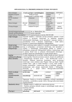 OPIS KOLEGIJA NA PREDDIPLOMSKOM