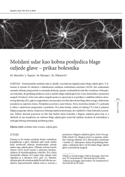 Moždani udar kao kobna posljedica blage ozljede glave &ndash; prikaz