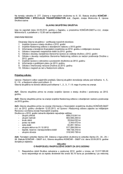 poziv na Glavnu skup&scaron;tinu