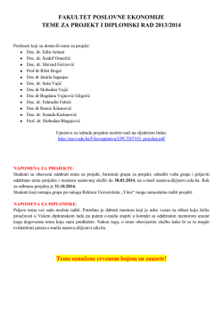 FAKULTET POSLOVNE EKONOMIJE TEME ZA PROJEKT I