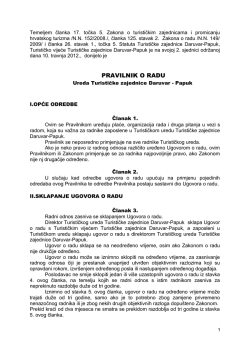 Pravilnik o radu Turističke zajednice Daruvar