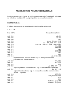 POJA&Scaron;NJENJE UZ FINANCIJSKE IZVJE&Scaron;TAJE