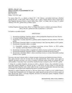 HOTEL &bdquo;PALAS&ldquo; A.D. KRALJA PETRA I KARAĐORĐEVIĆA 60