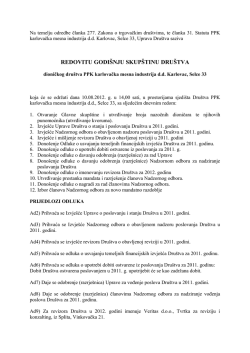 Poziv za redovitu godi&scaron;nju skup&scaron;tinu dru&scaron;tva koja će se