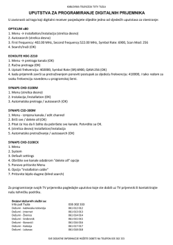 Uputstvo za programiranje digitalnih prijemnika