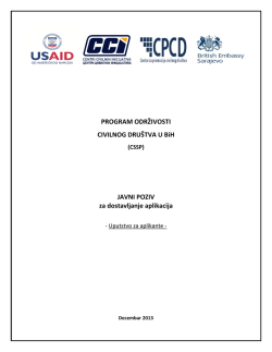 PROGRAM ODRŽIVOSTI CIVILNOG DRU&Scaron;TVA U BiH JAVNI POZIV