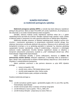 KLINIČKI POSTUPNICI za medicinski pomognutu oplodnju