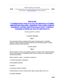 PRAVILNIK O ODRE IVANJU POSLOVA KOJI SE