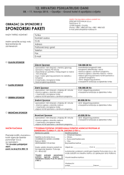 SPONZORSKI PAKETI - SPEKTAR PUTOVANJA doo