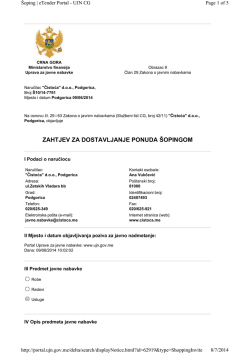 ZAHTJEV ZA DOSTAVLJANJE PONUDA &Scaron;OPINGOM