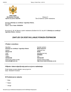 Izmjena Zahtjeva za dostavljanje ponuda &scaron;oping metodom br. 14/14