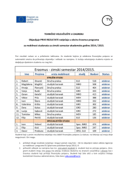 Erasmus - zimski semestar 2014/2015.