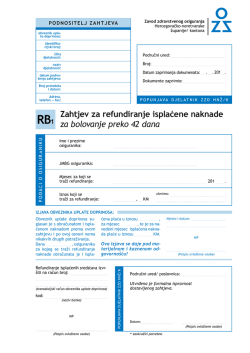Zahtjev za refundiranje isplaćene naknade za bolovanje preko 42