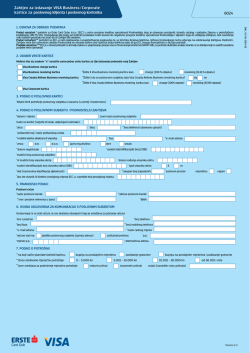 Zahtjev za izdavanje VISA Business/Corporate