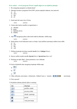 Kviz zadaci &ndash; otvori program Word i napi&scaron;i odgovore na sljedeća