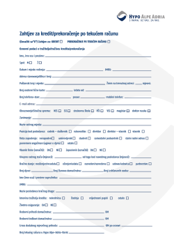 Zahtjev za kredit/prekoračenje po tekućem računu