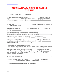 TEST NA KRAJU PRVE OBRAĐENE CJELINE