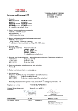 Izjava o sukladnosti EZ TOSHIBA EUROPE GMBH