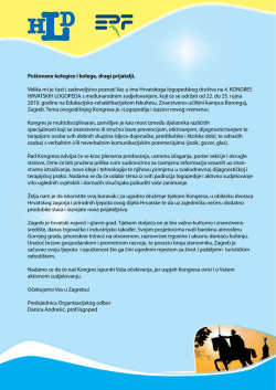 Po&scaron;tovane kolegice i kolege, dragi prijatelji, Velika mi je čast i