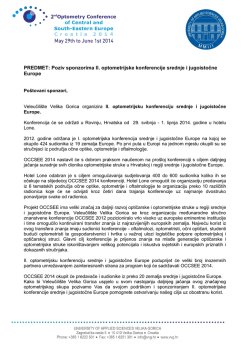 Poziv sponzorima II. optometrijske konferencije srednje i jugoistočne