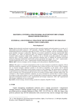 Eksterna i interna strategija hrvatskih proizvodnih poduzeća