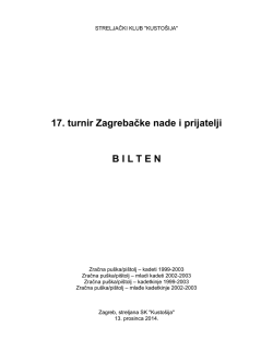 17. turnir Zagrebačke nade i prijatelji B I L T E N