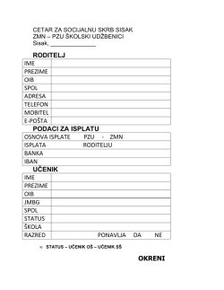 &Scaron;kolski udžbenici &ndash; OBRAZAC - Centar za socijalnu skrb Sisak