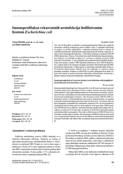 Imunoprofilaksa rekurentnih uroinfekcija liofiliziranim lizatom