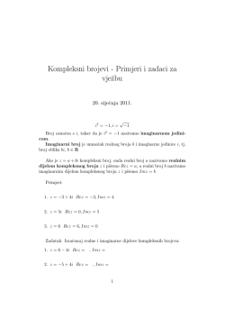 Kompleksni brojevi - Primjeri i zadaci za vjezbu